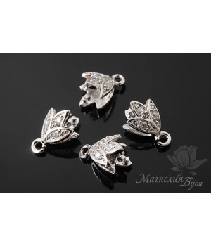 БЕЙЛ зажимный "Лепестки", родиевое покрытие