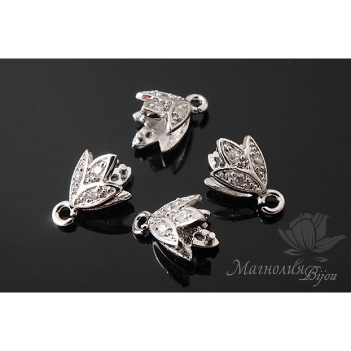 БЕЙЛ зажимный "Лепестки", родиевое покрытие