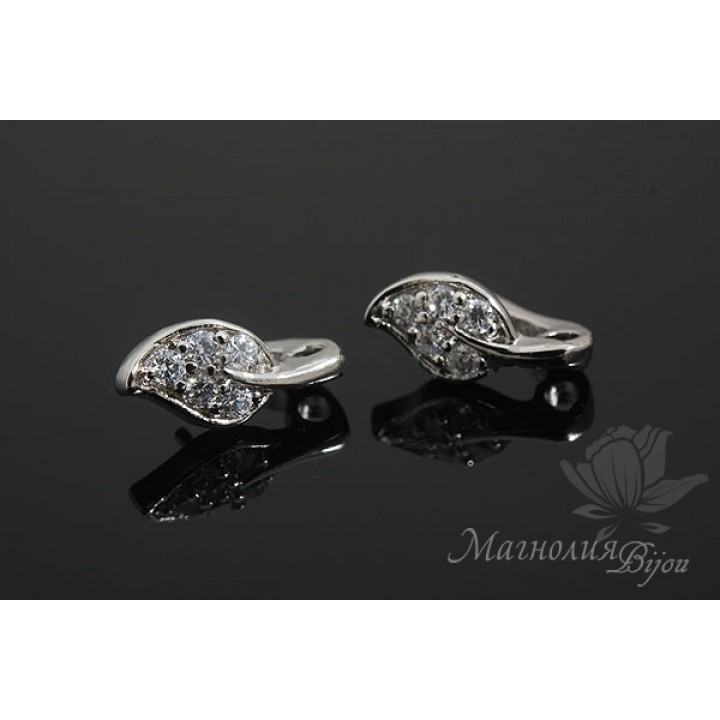 БЕЙЛ зажимный "Листик", родиевое покрытие