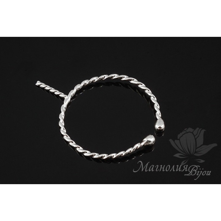 ОСНОВА ДЛЯ КОЛЬЦА с пином для вклеивания "Delicate", родиевое покрытие