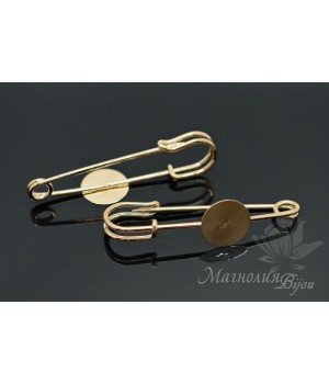 ОСНОВА для броши-булавки с платформой 15мм, позолота 16 карат ОСНОВА для броши-булавки с платформой 15мм, позолота 16 карат