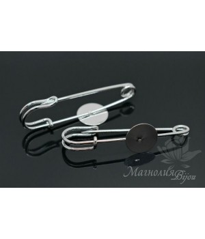 ОСНОВА для броши-булавки с платформой 15мм, родиевое покрытие ОСНОВА для броши-булавки с платформой 15мм, родиевое покрытие