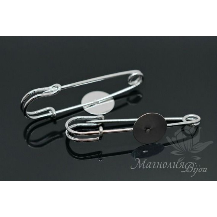 ОСНОВА для броши-булавки с платформой 15мм, родиевое покрытие