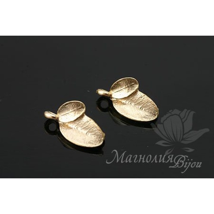 Коннектор "Small leaf", позолота 14 карат
