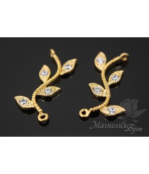 Коннектор "Вьюнок", позолота 14 карат