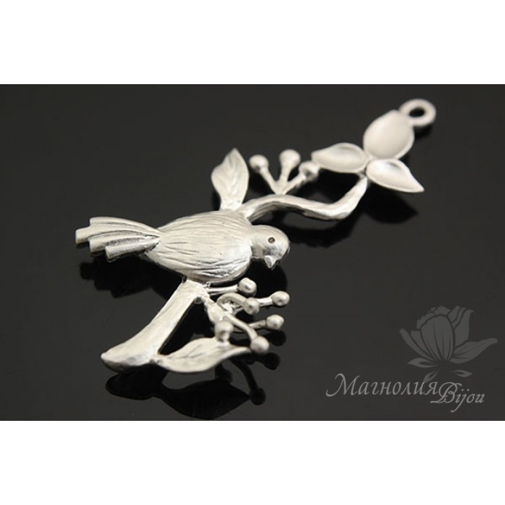 КОННЕКТОР "Снегири", родиевое покрытие