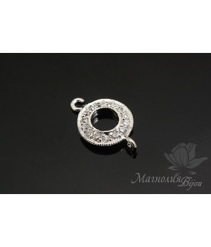 КОННЕКТОР "Колечко с фианитами", родиевое покрытие