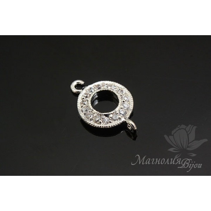КОННЕКТОР "Колечко с фианитами", родиевое покрытие