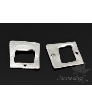 КОННЕКТОР "Квадрат чеканка", родиевое покрытие