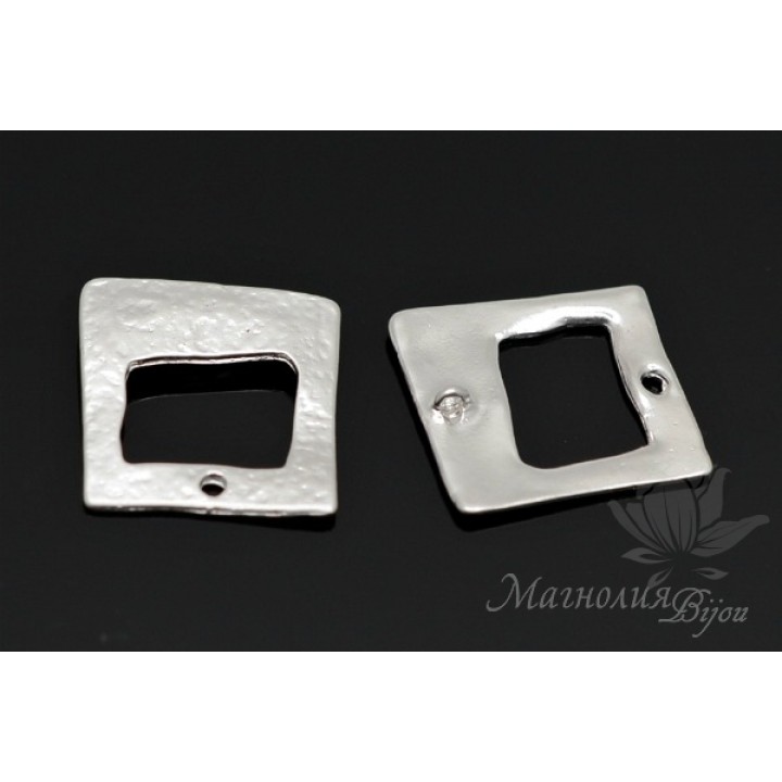 КОННЕКТОР "Квадрат чеканка", родиевое покрытие