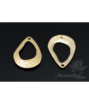КОННЕКТОР "Капля чеканка", позолота 14 карат