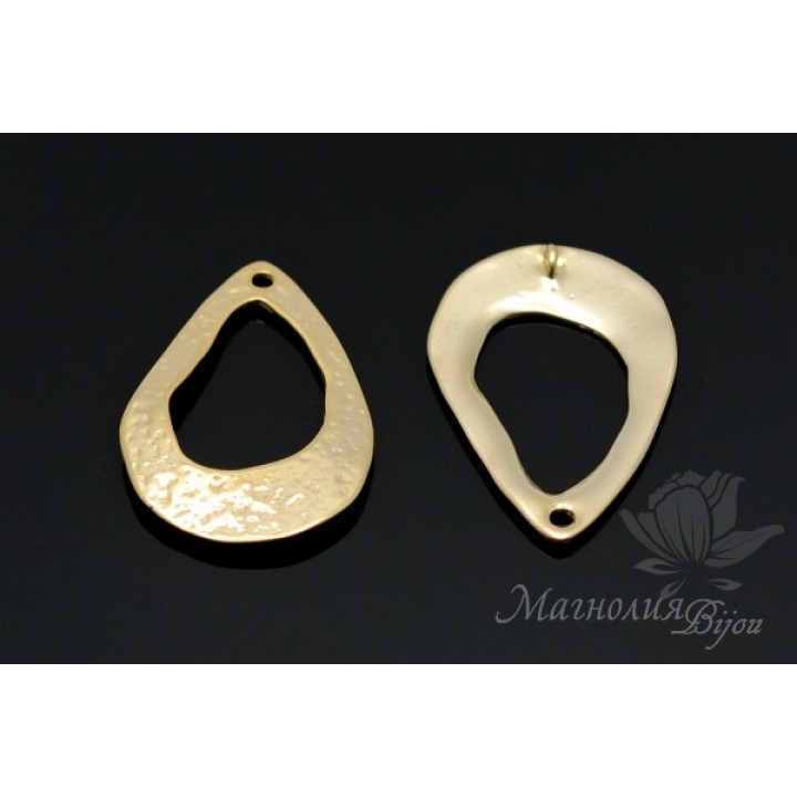 КОННЕКТОР "Капля чеканка", позолота 14 карат