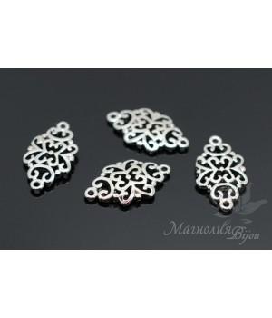 КОННЕКТОР "Орнамент Paisley", родиевое покрытие