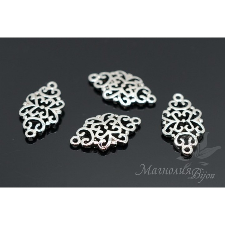 КОННЕКТОР "Орнамент Paisley", родиевое покрытие