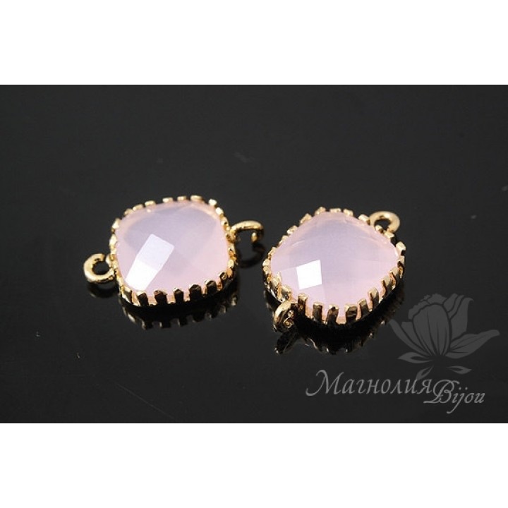 КОННЕКТОР "Розовый кварц crystal", позолота 14 карат