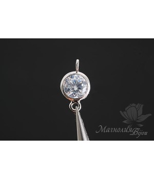 КОННЕКТОР с цирконом "Crystal Midi", родиевое покрытие(белое золото)