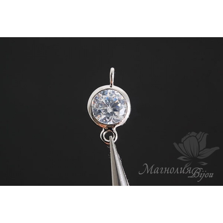 КОННЕКТОР с цирконом "Crystal Midi", родиевое покрытие(белое золото)