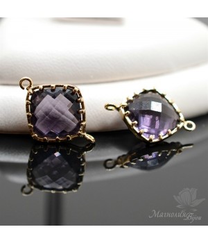 КОННЕКТОР "Аметист Square", позолота 14 карат