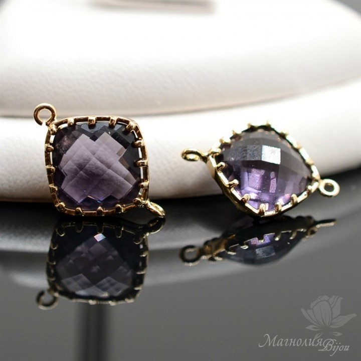 КОННЕКТОР "Аметист Square", позолота 14 карат