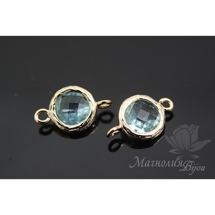 КОННЕКТОР "Aquamarine gloss", позолота 14 карат