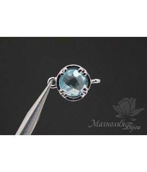 КОННЕКТОР "Aquamarine harmony", родиевое покрытие(белое золото)
