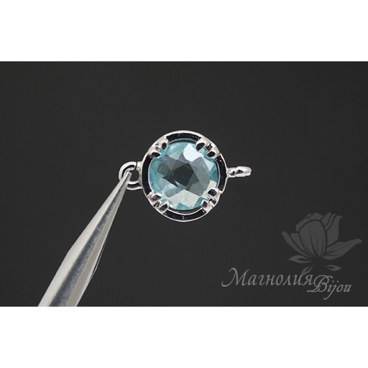 КОННЕКТОР "Aquamarine harmony", родиевое покрытие(белое золото)