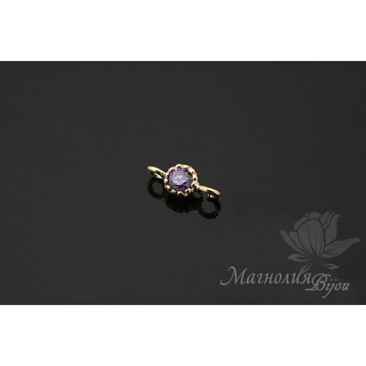 КОННЕКТОР "Аметист Baby" 3,5 мм, позолота 14 карат