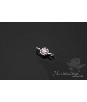 КОННЕКТОР "Розовый кварц Baby" 3,5 мм, родиевое покрытие КОННЕКТОР "Розовый кварц Baby" 3,5 мм, родиевое покрытие