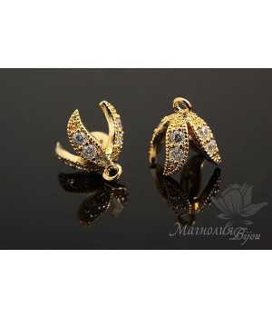 Шапочка для бусин "Ричи", позолота 14 карат