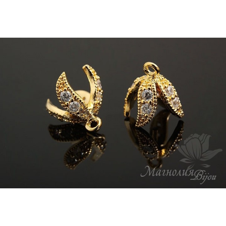 Шапочка для бусин "Ричи", позолота 14 карат