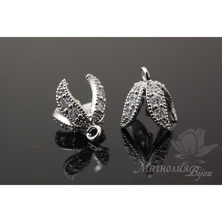 Шапочка для бусин "Ричи", родиевое покрытие