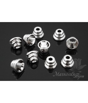 ШАПОЧКА для бусин "Чалма", родиевое покрытие ШАПОЧКА для бусин "Чалма", родиевое покрытие