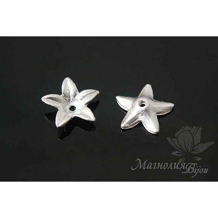 ШАПОЧКА для бусин "Люсия", родиевое покрытие