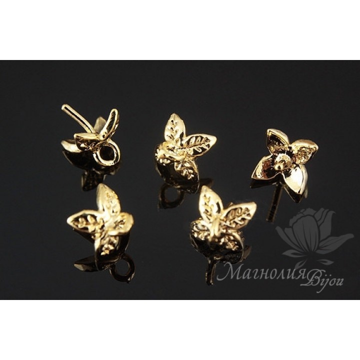 ШАПОЧКА для бусин "Флора", позолота 14 карат