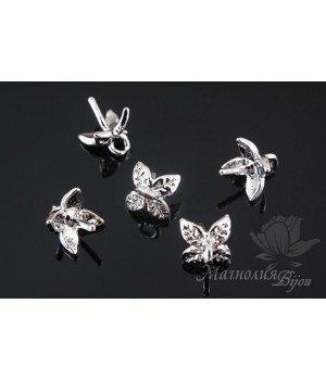 ШАПОЧКА для бусин "Флора", родиевое покрытие