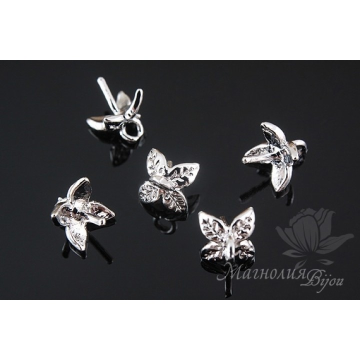 ШАПОЧКА для бусин "Флора", родиевое покрытие