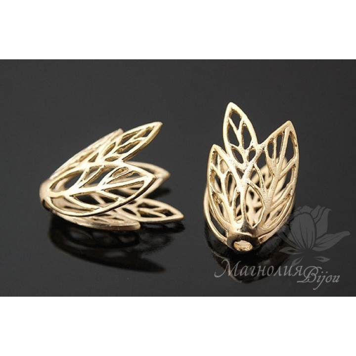 ШАПОЧКА для бусин(бриолетов) "Fairy", позолота 14 карат