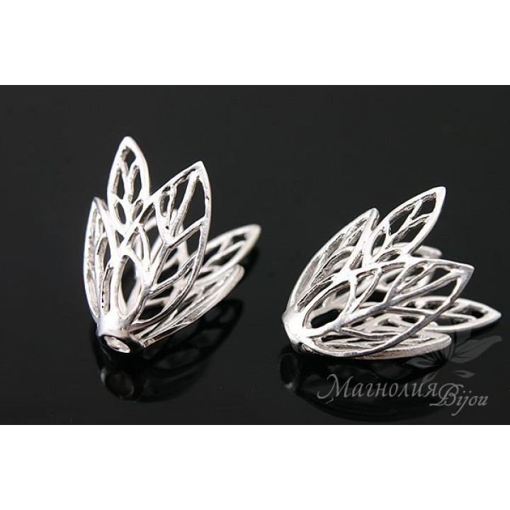 ШАПОЧКА для бусин(бриолетов) "Fairy", родиевое покрытие