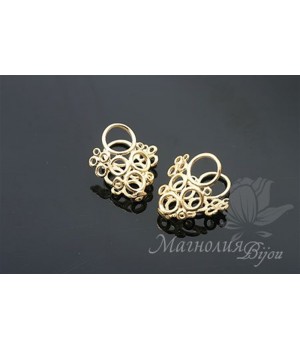 Шапочка для бусин(бриолетов) "Bubbles", позолота 14 карат