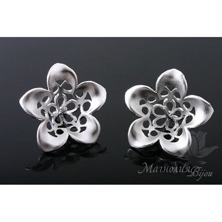 ШАПОЧКА для бусин "Колокольчик", родиевое покрытие