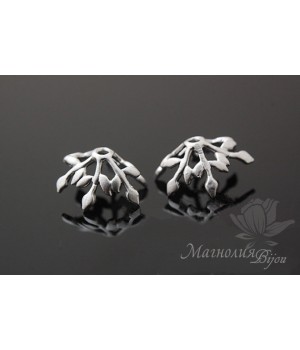 ШАПОЧКА для бусин "Вереск", родиевое покрытие ШАПОЧКА для бусин "Вереск", родиевое покрытие