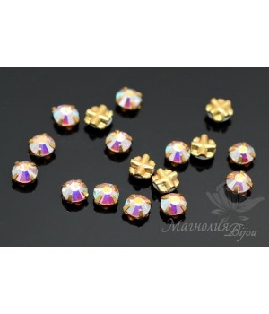 Chaton Rose Montees 4мм(SS16), crystal AB gold