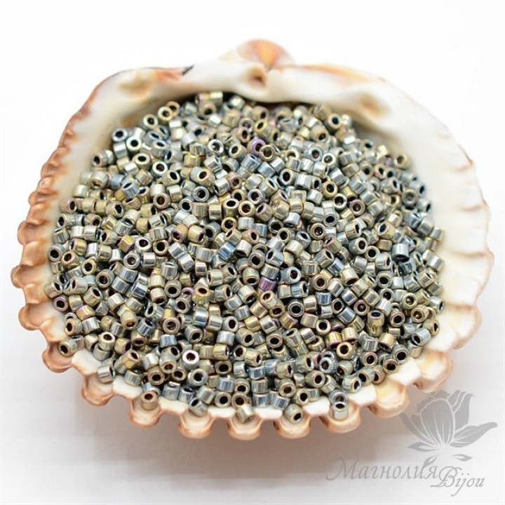 Бисер Delica DB546 Palladium Silver Gold Iris, 5 грамм