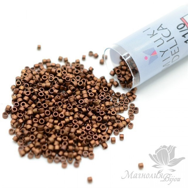 Бисер Delica DB1051 Matte Bronze/Gold Iris, туба 7.2 грамма