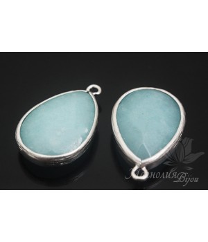 ПОДВЕСКА "Boho" с голубым нефритом, родиевое покрытие