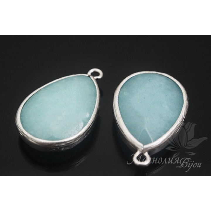 ПОДВЕСКА "Boho" с голубым нефритом, родиевое покрытие