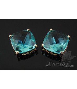 ПОДВЕСКА "Aquamarine Cube", позолота 14 карат