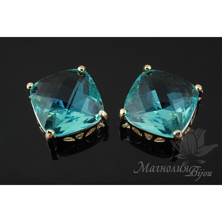 ПОДВЕСКА "Aquamarine Cube", позолота 14 карат