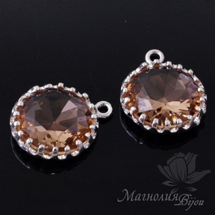 ПОДВЕСКА "Diamond Beige", родиевое покрытие