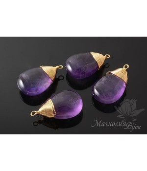 ПОДВЕСКА-КАПЛЯ "Аметист", позолота 16 карат